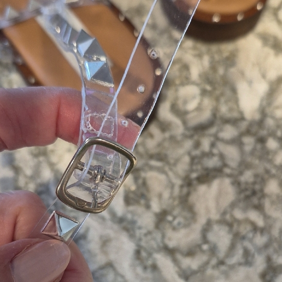 Steve Madden Travel Clear and Silver Studded Sandals - Picture 7 of 7